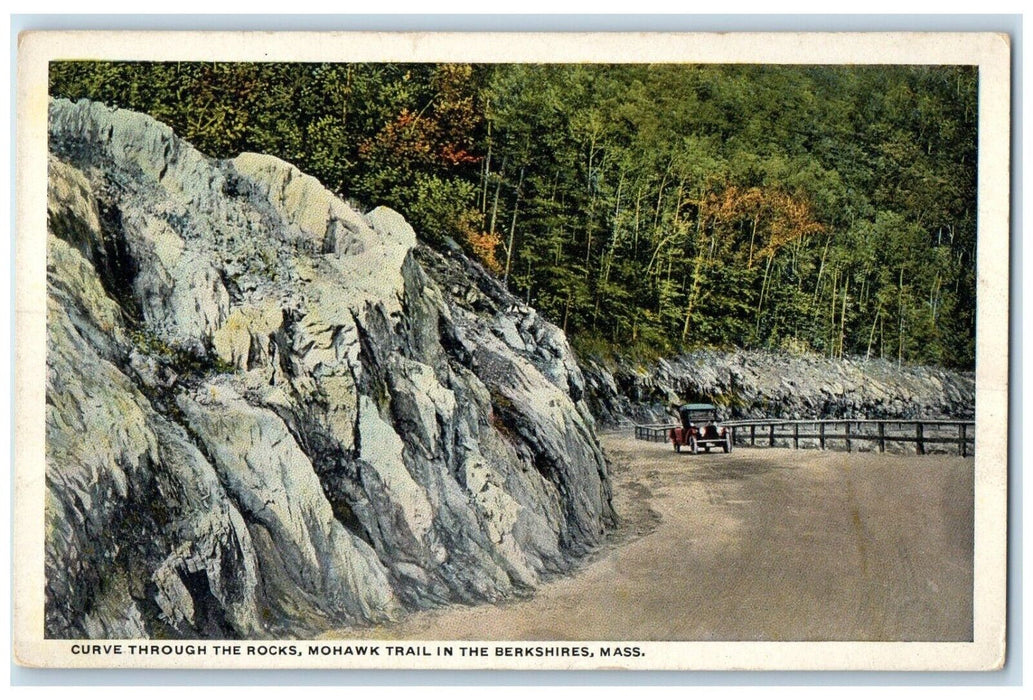 c1920 Curve Through Rocks Mohawk Trail Berkshires Massachusetts Vintage Postcard