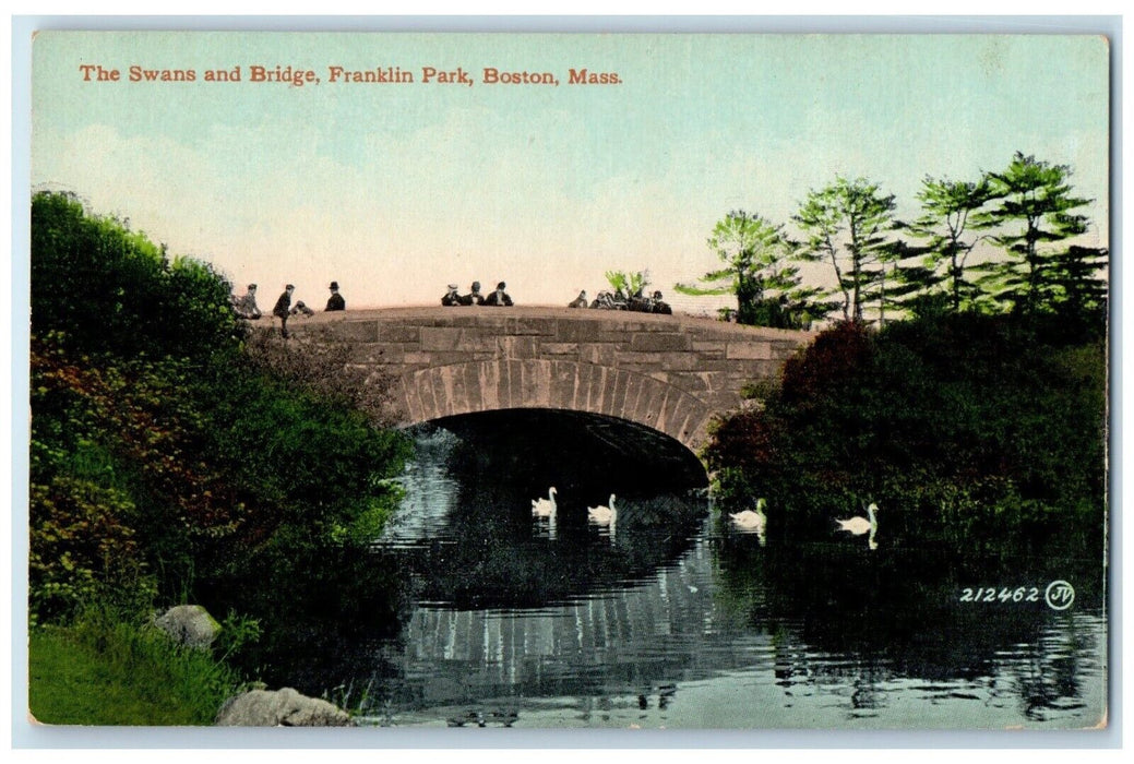 c1910 Swans Bridge Franklin Park Boston Massachusetts Vintage Antique Postcard