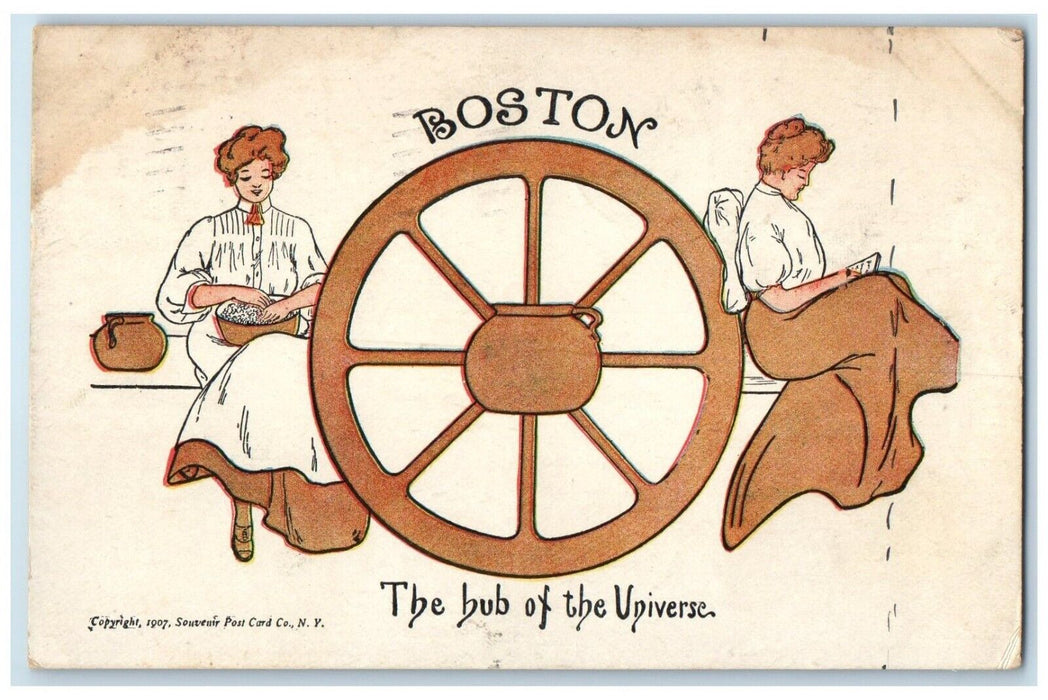 1907 Boston Hub Universe Woman Boston Massachusetts MA Vintage Antique Postcard