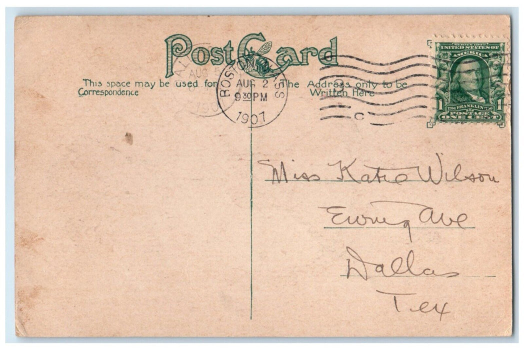 1907 Boston Hub Universe Woman Boston Massachusetts MA Vintage Antique Postcard