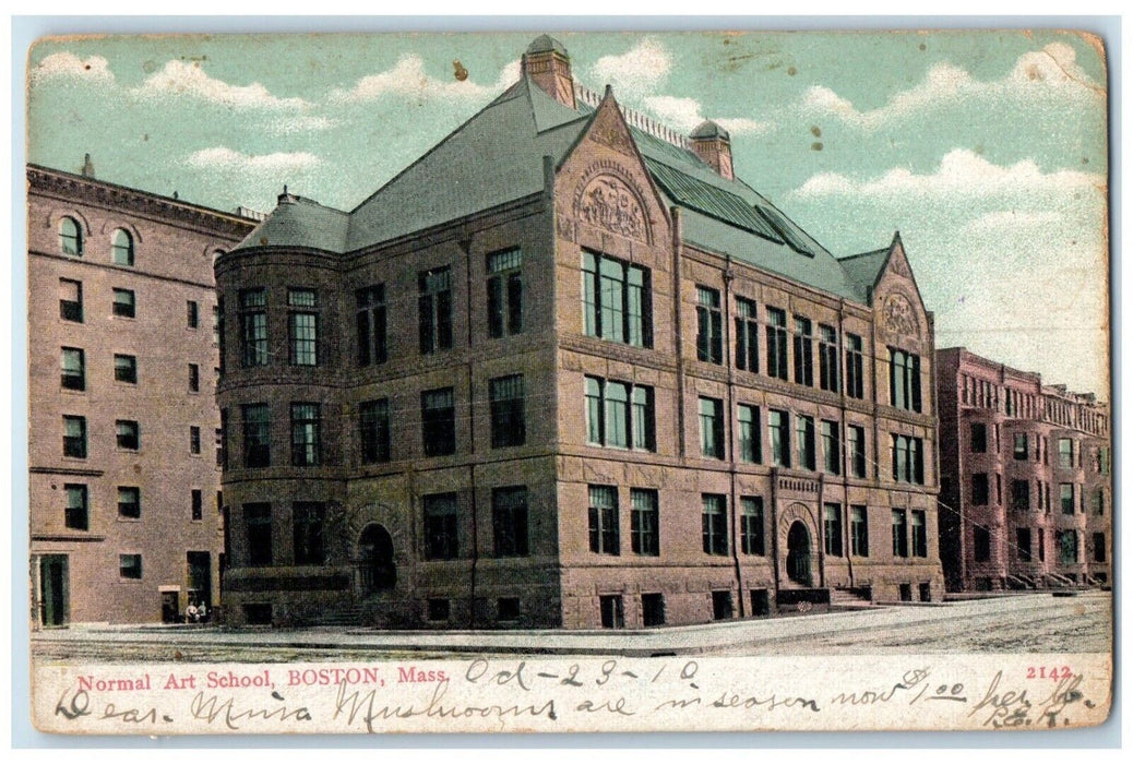 1910 Normal Art School Exterior Building Boston Massachusetts Vintage Postcard