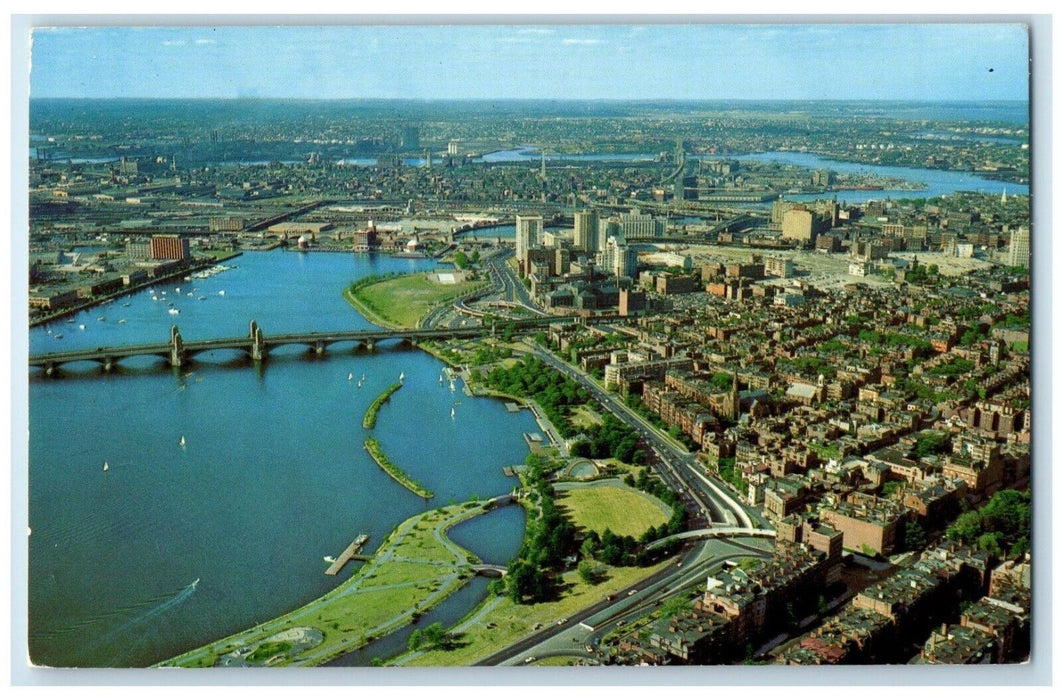 1967 Air View Charles River Basin Showing Drive Cambridge Massachusetts Postcard