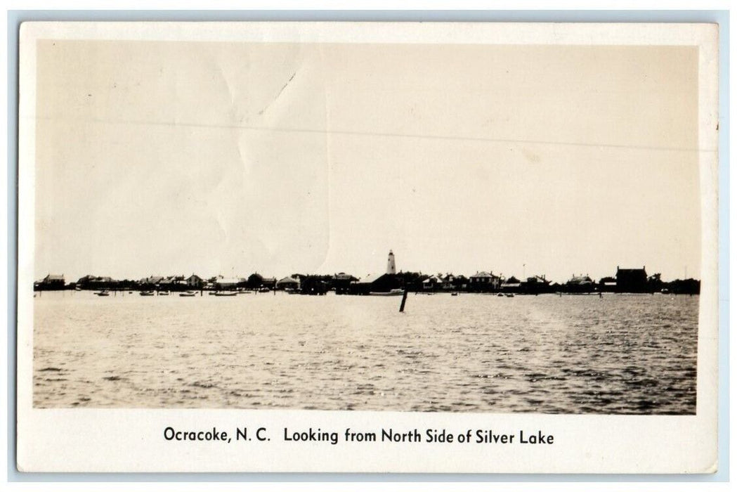1938 View From North Side Of Sliver Lake Ocracoke NC RPPC Photo Postcard