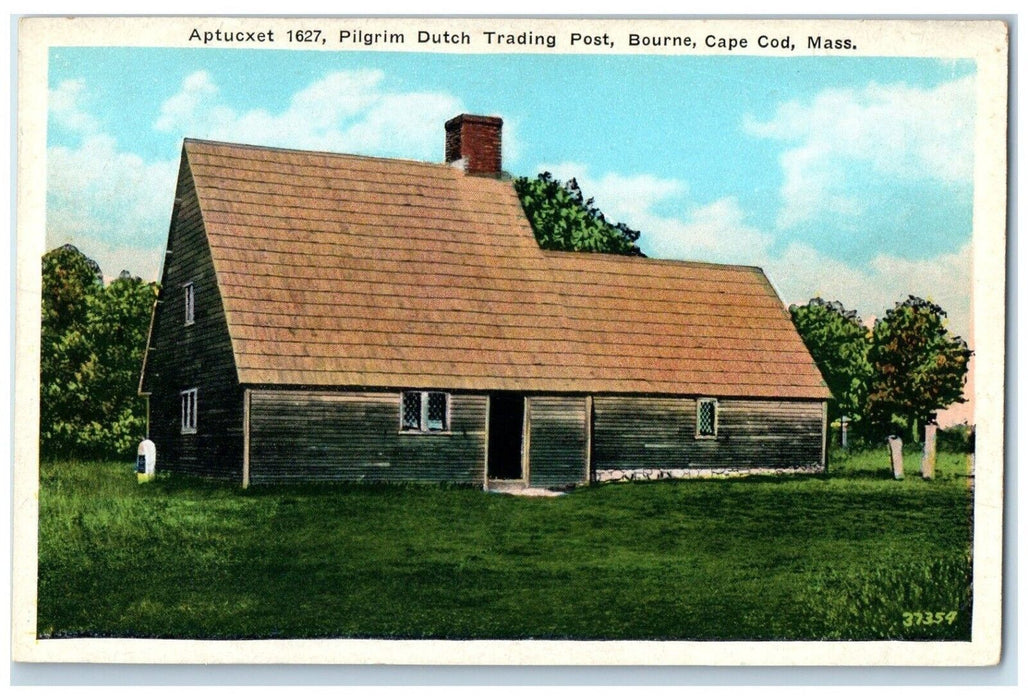 c1930 Aptucxet Pilgrim Dutch Trading Post Bourne Cape Cod Massachusetts Postcard