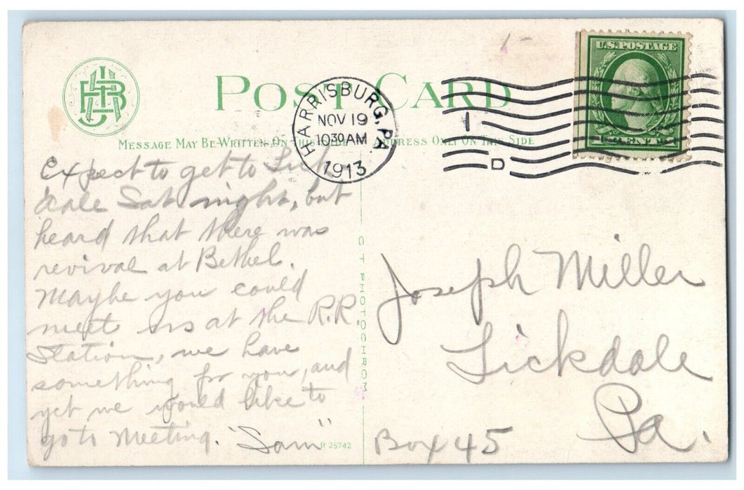 1913 Entrance State Capitol Barnard Statues Harrisburg Pennsylvania PA Postcard