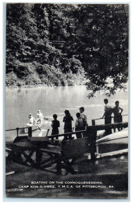 1940 Boating Connoquenessing Camp Kon-O-Kwee Pittsburgh Pennsylvania PA Postcard