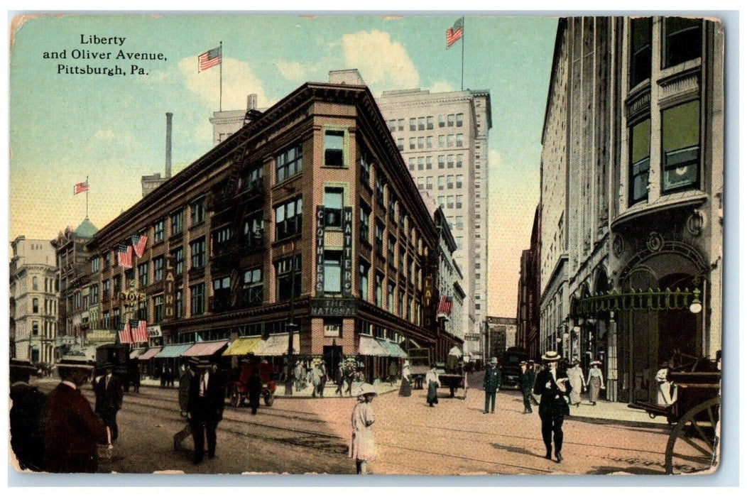 c1910 Liberty Oliver Avenue Exterior Building Pittsburgh Pennsylvania Postcard