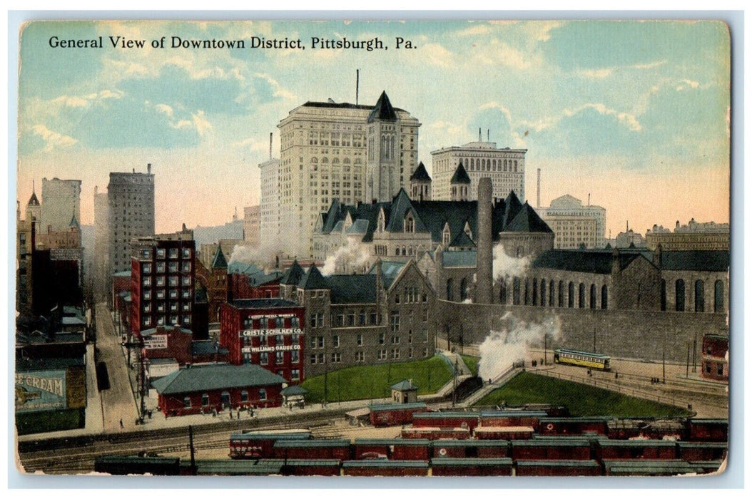 c1910 General View Downtown District Pittsburgh Pennsylvania PA Vintage Postcard