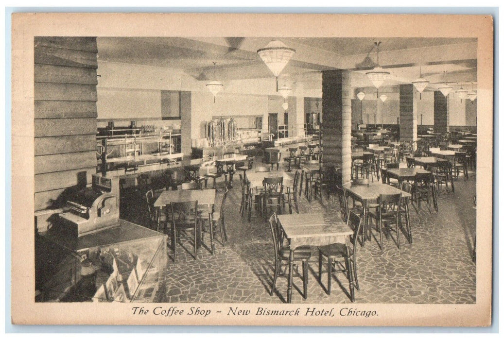 The Coffee Shop New Bismarck Hotel Dining Room Chicago Illinois IL Postcard