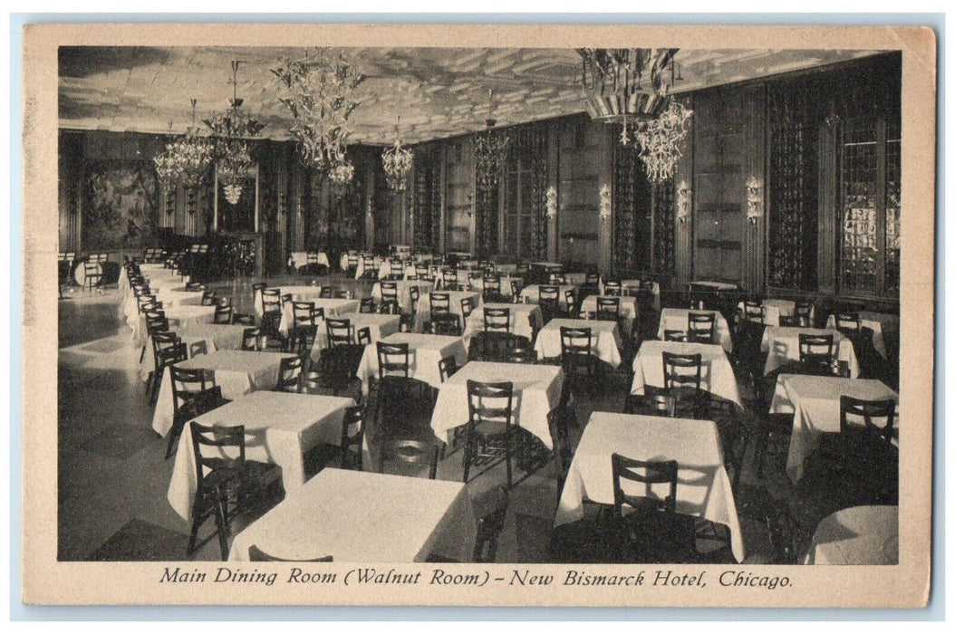 Main Dining Room Walnut Room New Bismarck Hotel Chicago Illinois IL Postcard