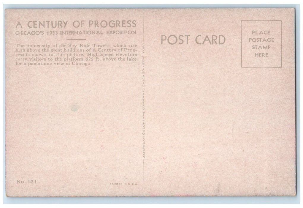 1933 Hall Of Science Eastern Exposure Century Of Progress Chicago IL Postcard