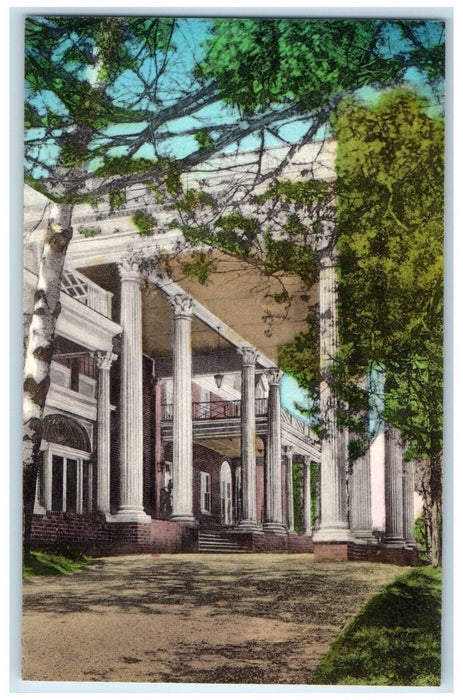 1951 Entrance To The Mimslyn Hotel Luray Virginia VA Handcolored Posted Postcard
