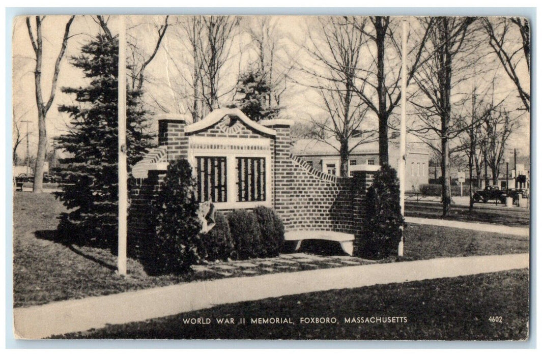 1953 World War II Memorial Foxboro Massachusetts Posted Vintage Antique Postcard
