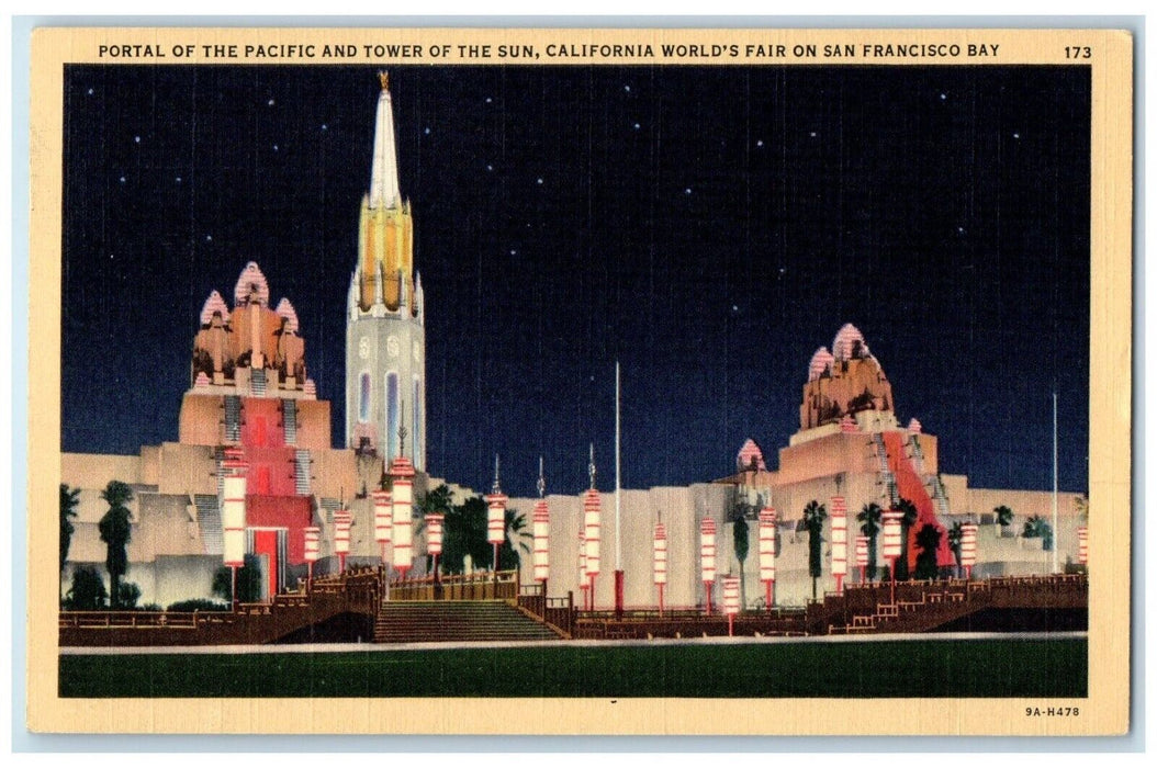 Portal Pacific Tower Of Sun California World's Fair San Francisco Bay Postcard