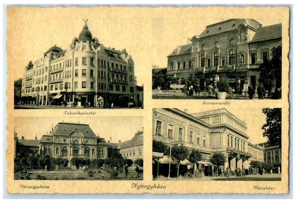 1958 Nyiregyhaza Multiview of Buildings Hungary Posted Vintage Postcard