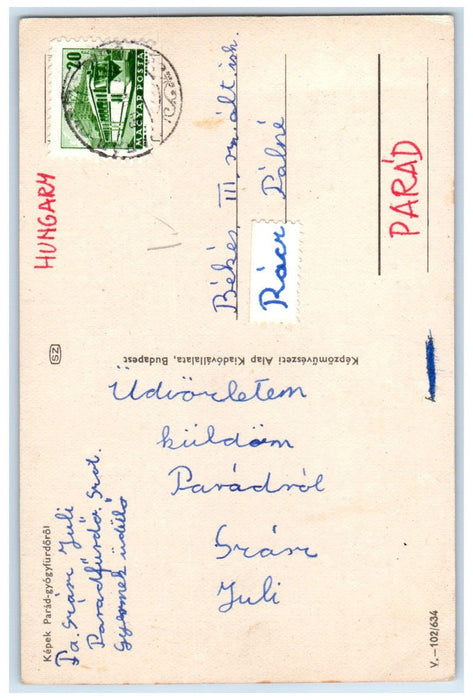 c1920's Kepek Parad-Gyogyfurdoroi Hungary Posted Antique Multiview Postcard