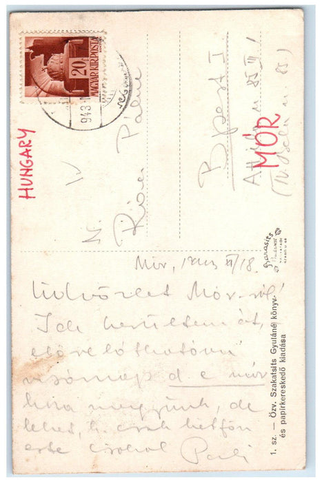 1943 Court Szecsen Castle Market Square School Hungary Vintage Postcard