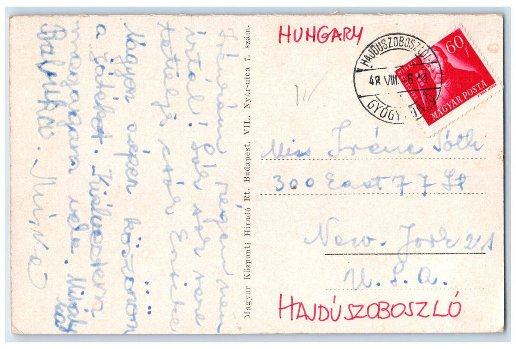 1948 Hajduszoboszlo Spa Wave Bath Hungary Multiview Posted Postcard
