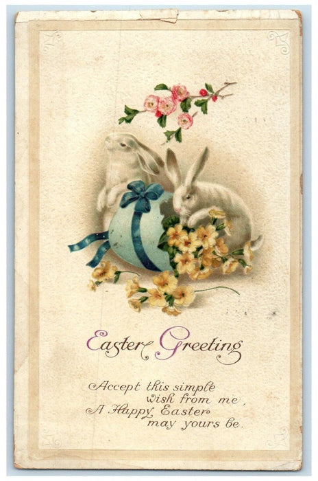 1915 Easter Greeting Rabbit Hatched Egg Flowers Clapsaddle Wichita KS Postcard