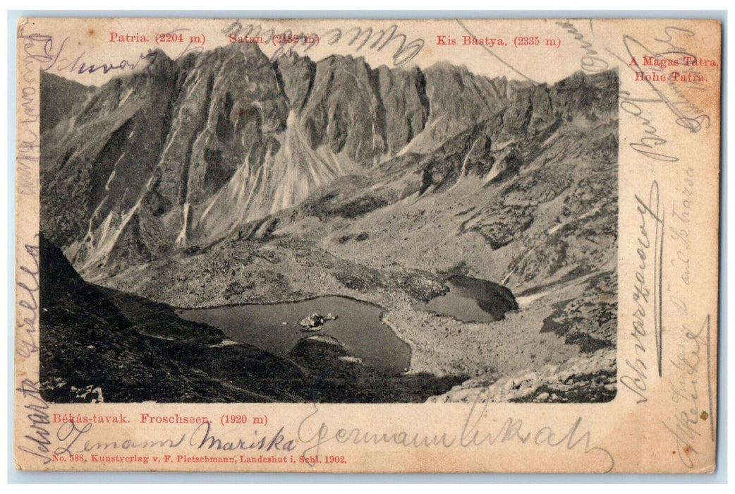 1903 Bekas-Tavak Froschseen High Tatra Hungary Posted Antique Postcard