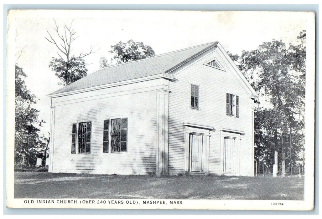 c1920 Exterior View Old Indian Church Mashpee Massachusetts MA Unposted Postcard