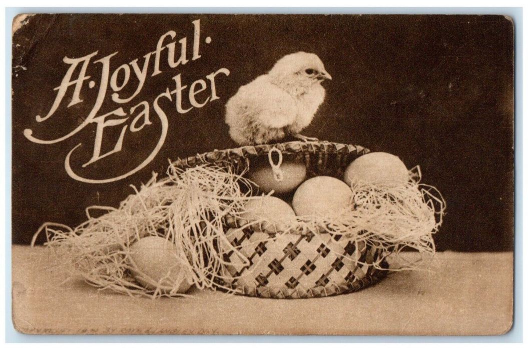 1913 Easter Chick Eggs In Basket Palmyra Missouri MO Posted Antique Postcard