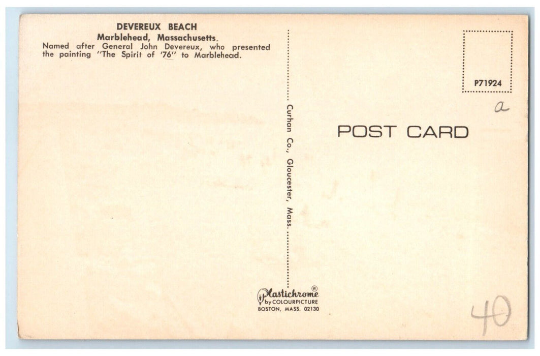 c1960 Scenic View Devereux Beach Marblehead Massachusetts MA Unposted Postcard