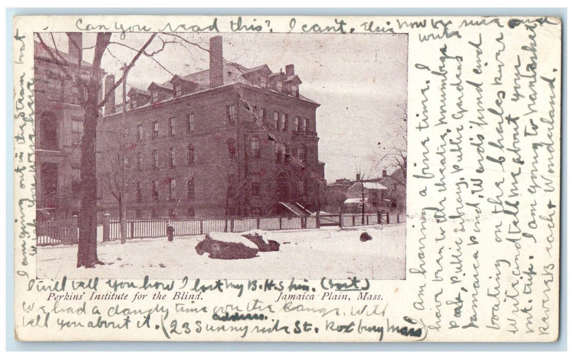 1907 Perkins Institute Blind Building Jamaica Plain Massachusetts MA Postcard