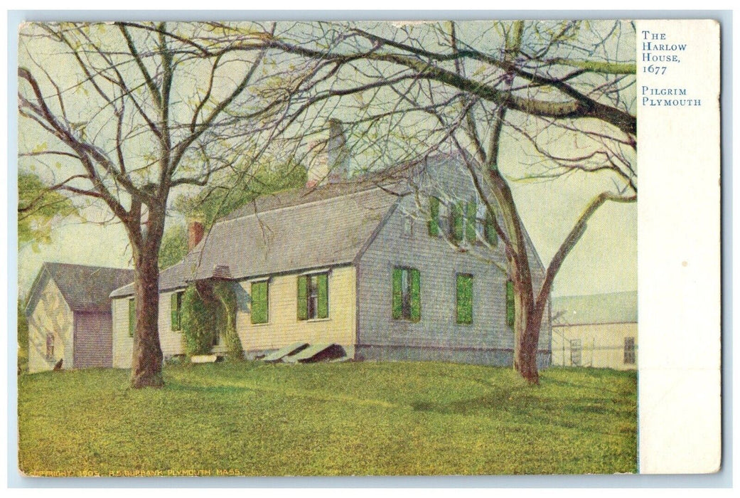 c1905 Exterior View Harlow House 1677 Pilgrim Plymouth Massachusetts MA Postcard