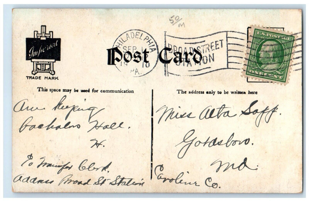 1910 Broad Street Looking North From Spruce Philadelphia Pennsylvania Postcard