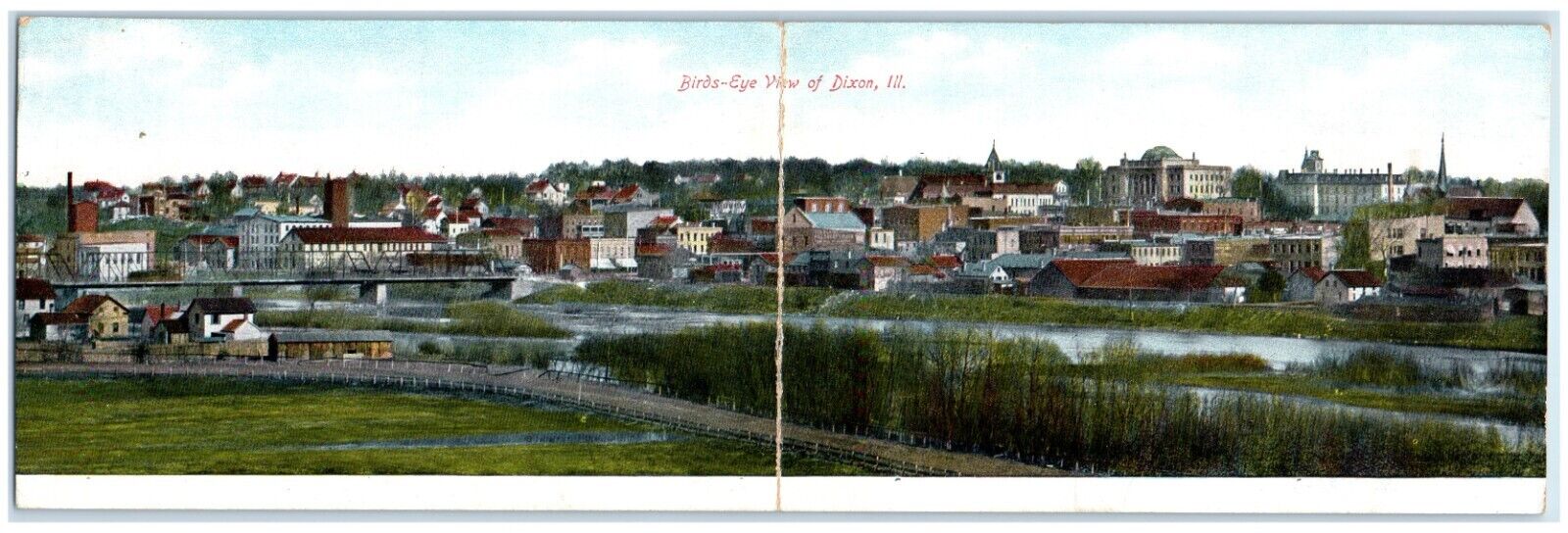 1904 Bird's Eye View Of Dixon Illinois IL Rotograph Posted Antique Postcard