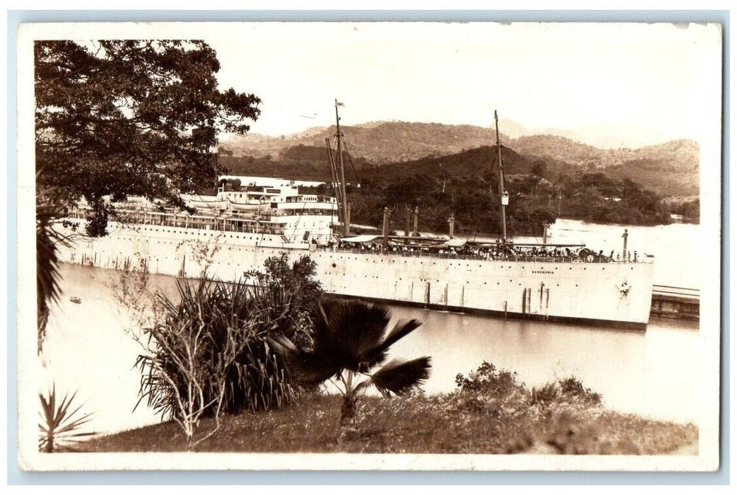 c1918 SS Manchuria Steamship Boat Steamer Panama RPPC Photo Unposted Postcard