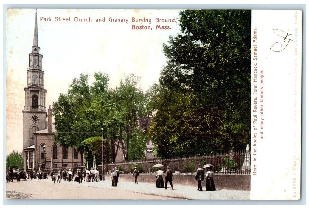 c1905 Park Street Church Granary Burying Ground Boston Massachusetts MA Postcard