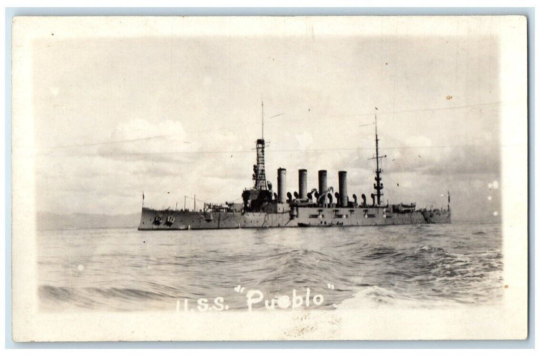 c1916 USS Pueblo Formerly Colorado US Navy Steamer Warship RPPC Photo Postcard