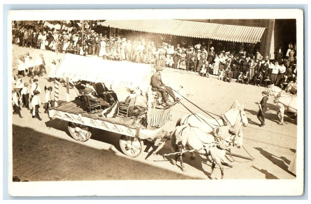 c1910's Patriotic Betsy Ross First Flag Parade Float View RPPC Photo Postcard