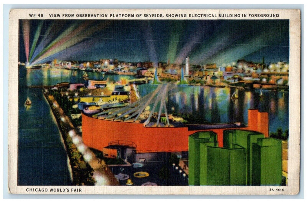 1933 View From Observation Platform Of Skyride Chicago World's Fair IL Postcard