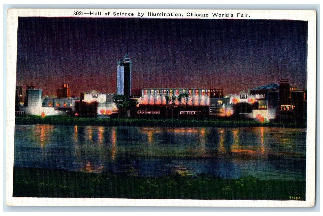 1933 Hall Of Science By Illumination Chicago World's Fair Illinois IL Postcard