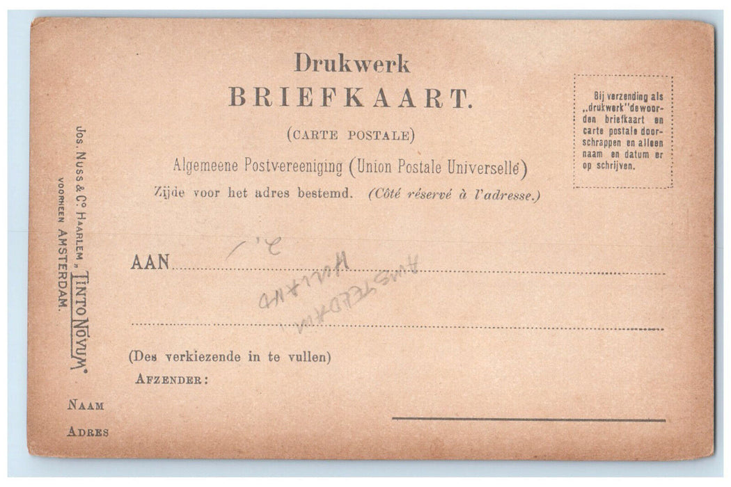 c1920's American Hotel Amsterdam Netherlands Vintage Unposted Postcard