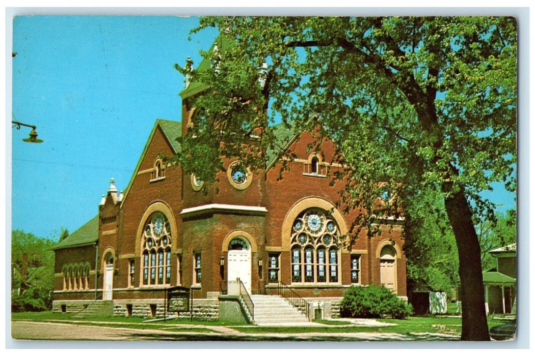 c1950's Moulton United Methodist Church Scene Street Moulton Iowa IA Postcard