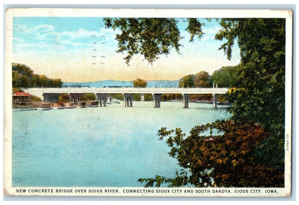 New Concrete Bridge Over Sioux River Connecting Sioux City South Dakota Postcard