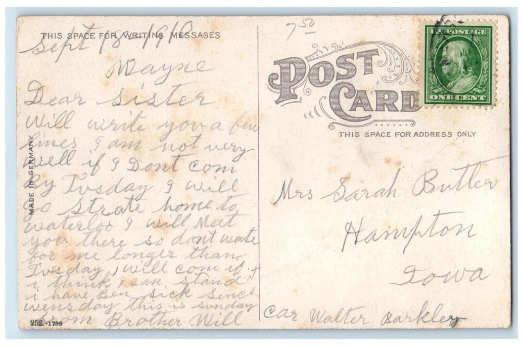 1910 St. Joseph's Hospital Building Front View Sioux City Iowa IA Postcard