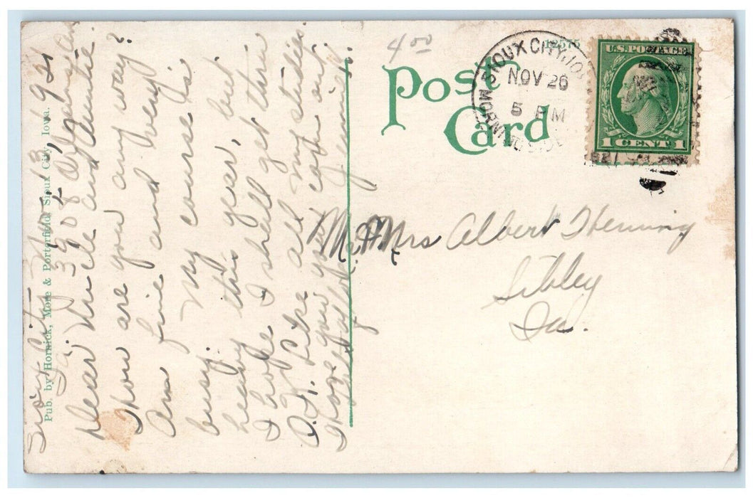 1921 St. Joseph Hospital Building Scene Street Sioux City Iowa IA Postcard