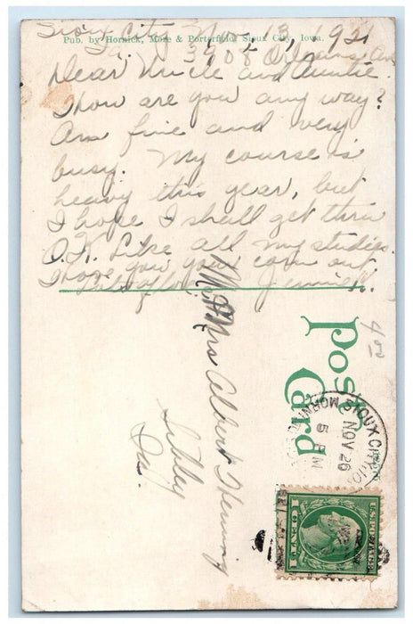 1921 St. Joseph Hospital Building Scene Street Sioux City Iowa IA Postcard