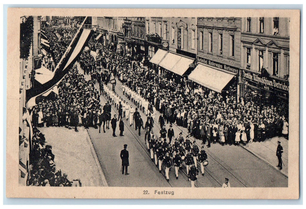 c1920's Celebration Parade Showing Band YMCA Catholic Youth Germany Postcard