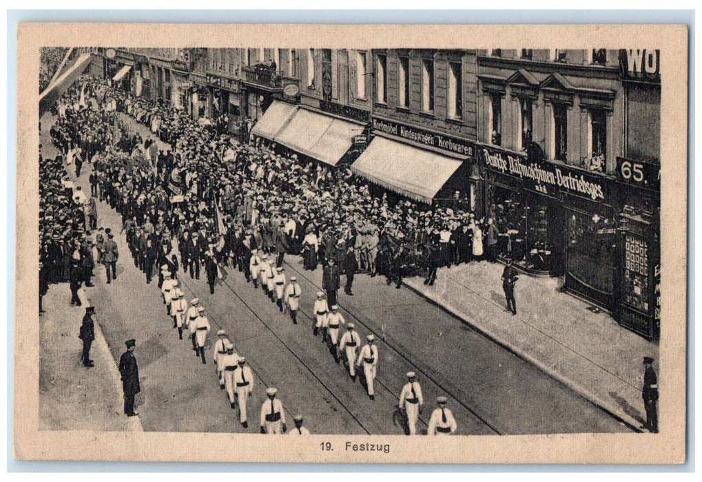 1921 White Suited People in Parade of YMCA Catholic Youth Germany Postcard