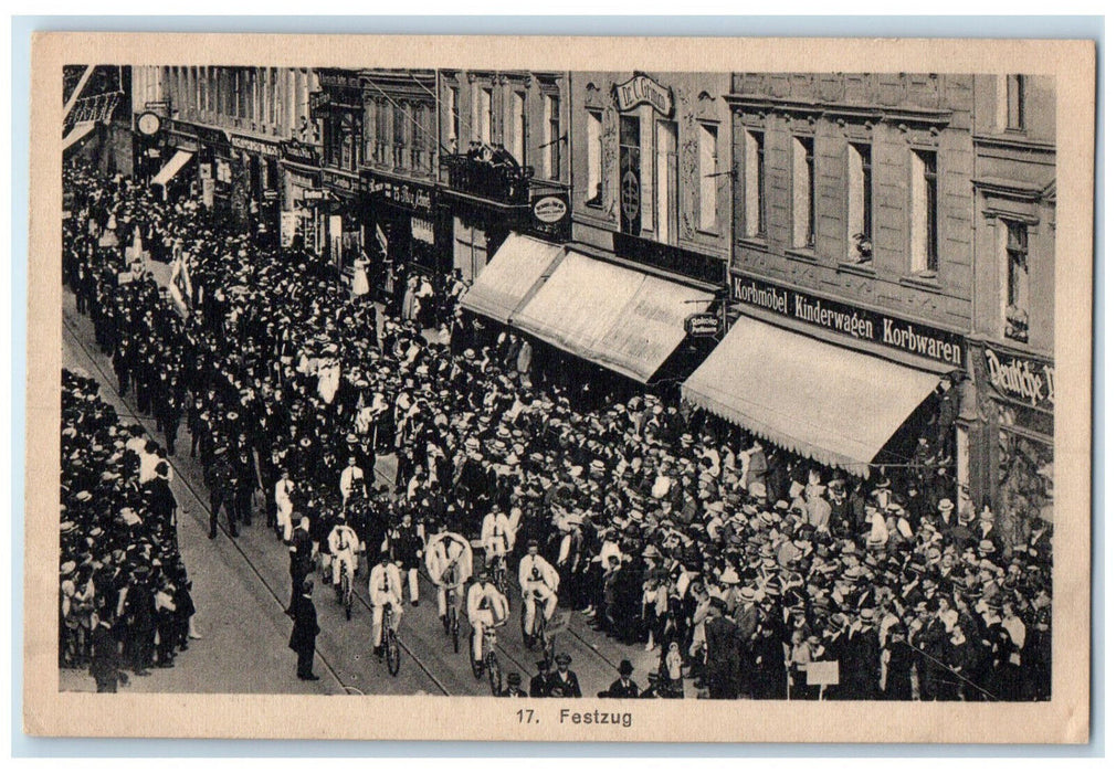 1921 Biking in Parade of YMCA Catholic Youth Dusseldorf Germany Postcard