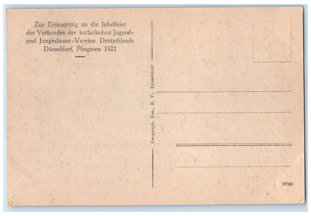 1921 Biking in Parade of YMCA Catholic Youth Dusseldorf Germany Postcard