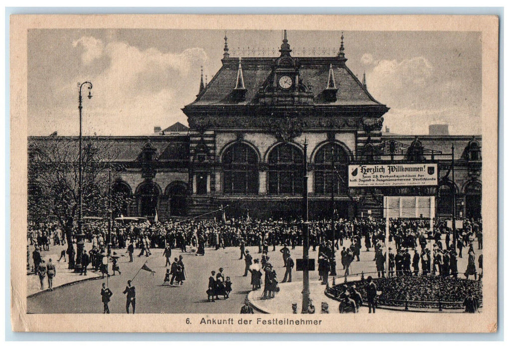 1921 Arrival of Festival Participants Parade of YMCA Catholic Youth Postcard