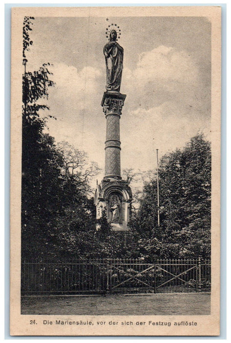 1921 Marian Column In Front of Which the Procession Broke Up Germany Postcard