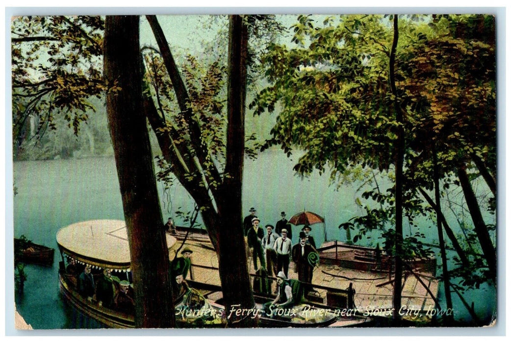 1910 Hunters Ferry Sioux River Near Sioux City Iowa IA Posted Antique Postcard